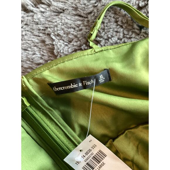 NWT Abercrombie & Fitch Women's The A&F Giselle Pleated Mini Dress Green Size XL - Picture 12 of 14